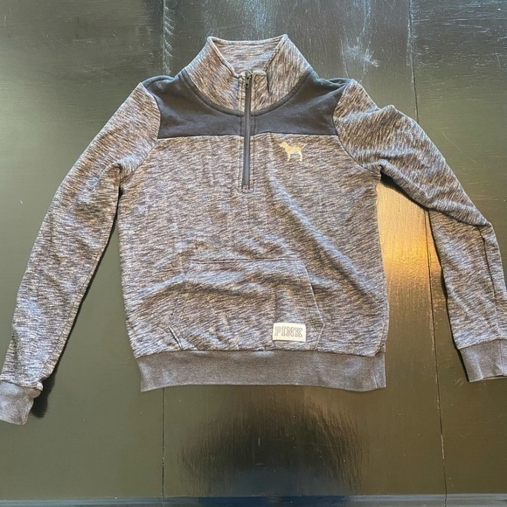 PINK Victoria secret dark blue and gray quarter zip / size S / comfy & casual